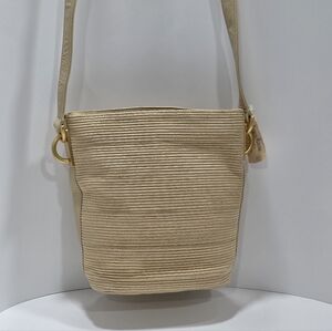 Sharif Classic Vintage Unique Textured Beige Crossbody Bag